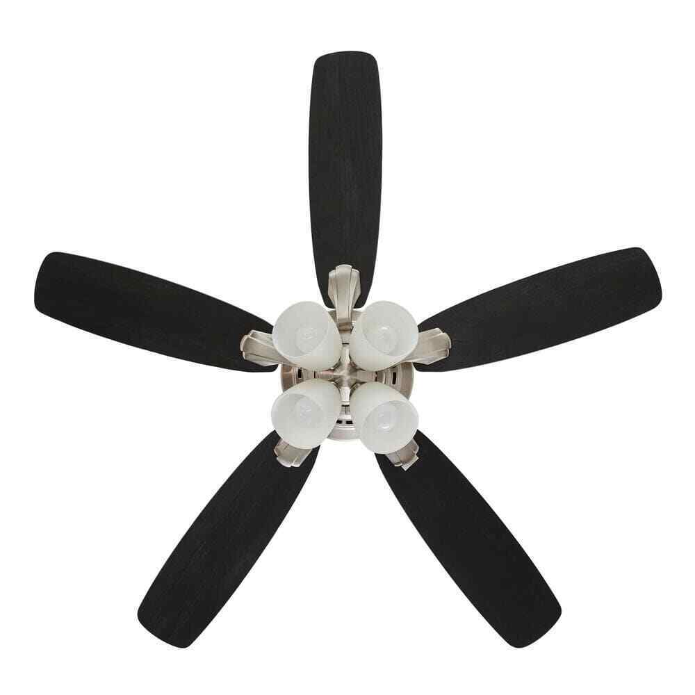 Hampton Bay Hollis 52 in. Indoor LED Brushed Nickel Dry Rated Ceiling Fan