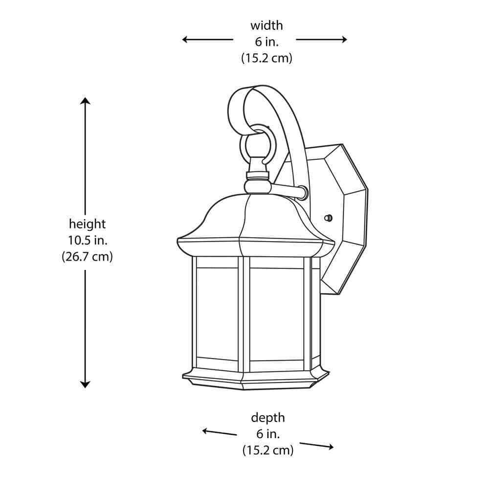 Hampton Bay 1-Light Black Outdoor Wall Light Fixture with Seeded Glass 2-Pack