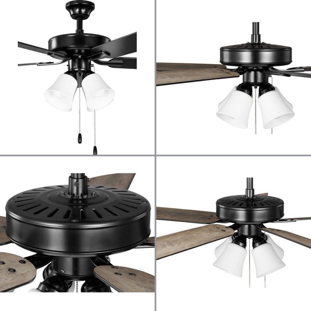 Progress Lighting AirPro 52 in. Black 5-Blade AC Motor Transitional Ceiling Fan