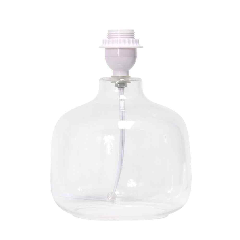 Simple Designs 13.75 in. Clear Glass Table Lamp with White Fabric Shade