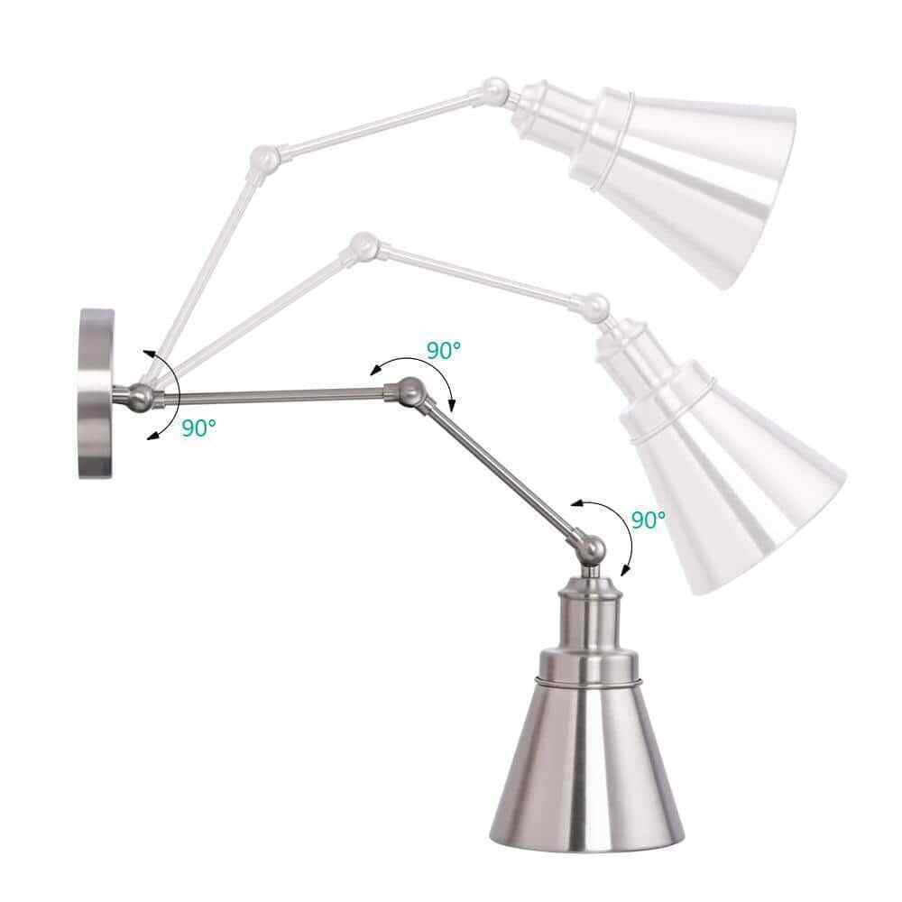 Hampton Bay 1-Light Brushed Nickel Plug-In/Hardwired Swing Arm Wall Lamp