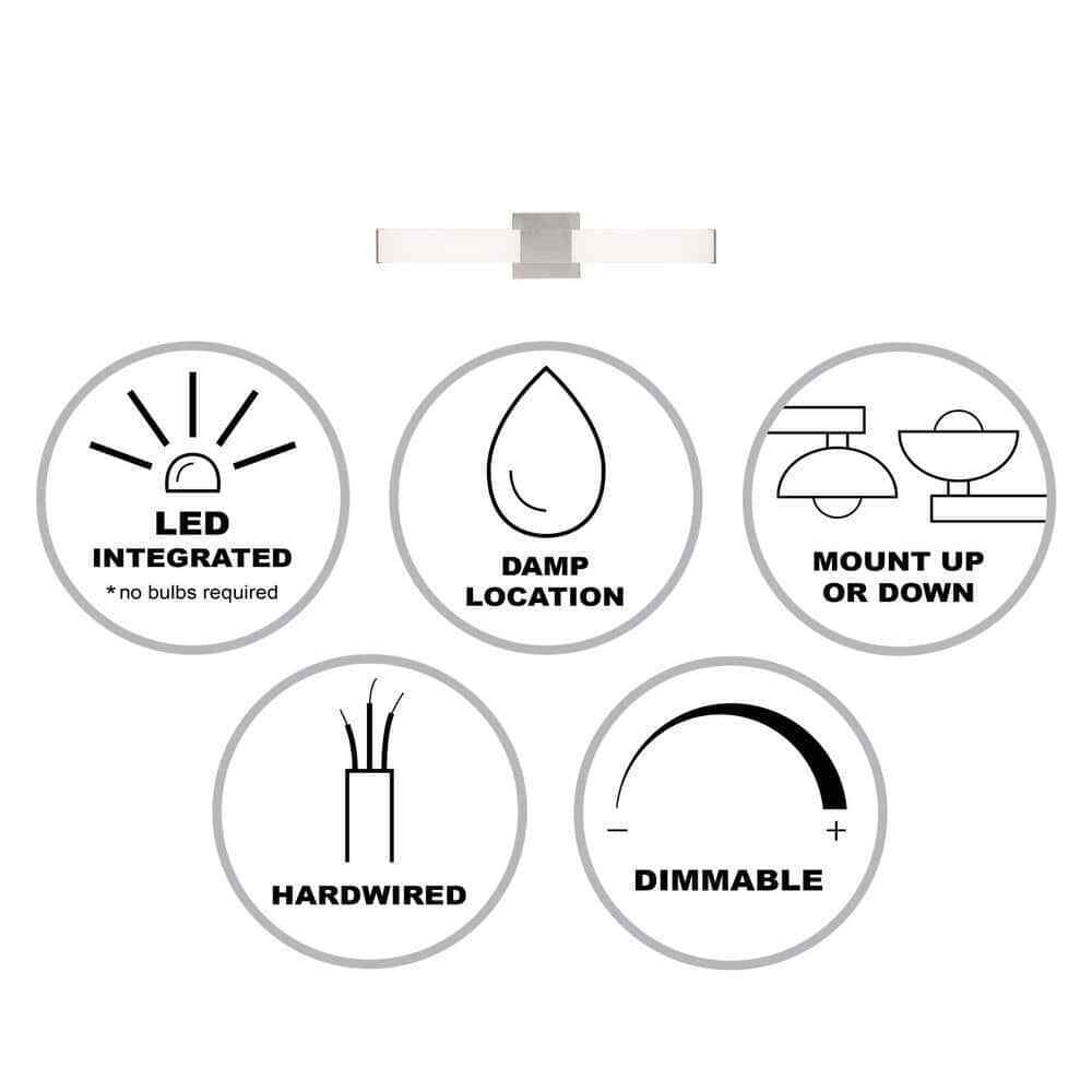 Bel Air Lighting Saavy 2-Light Brushed Nickel Integrated LED Vanity Light Bar