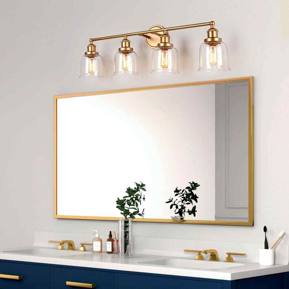 Uolfin Modern Gold Bathroom Wall Lights 29 in. 4-Light Bell Wall Sconce Lighting