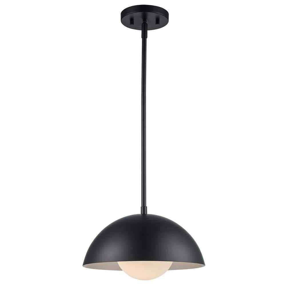 Bel Air Lighting Maureen 12". 1-Light Black Pendant Light Fixture w/ Metal Dome