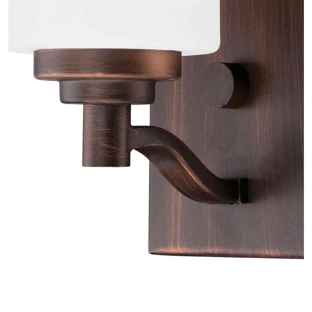 Millennium Lighting 1-Light Rubbed Bronze Sconce with Etched White Glass