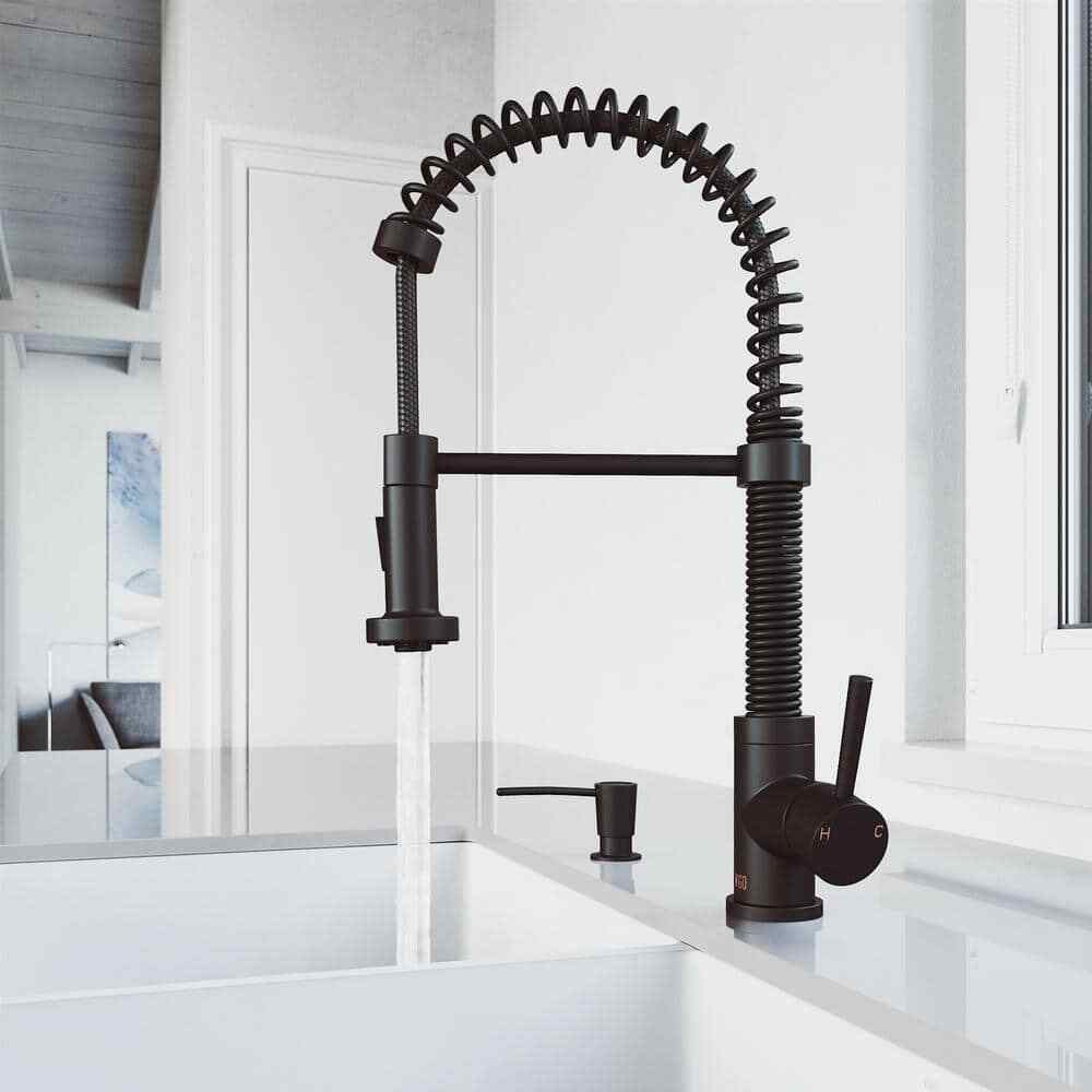 VIGO Edison Single Handle Pull-Down Sprayer Kitchen Faucet Set in Matte Black