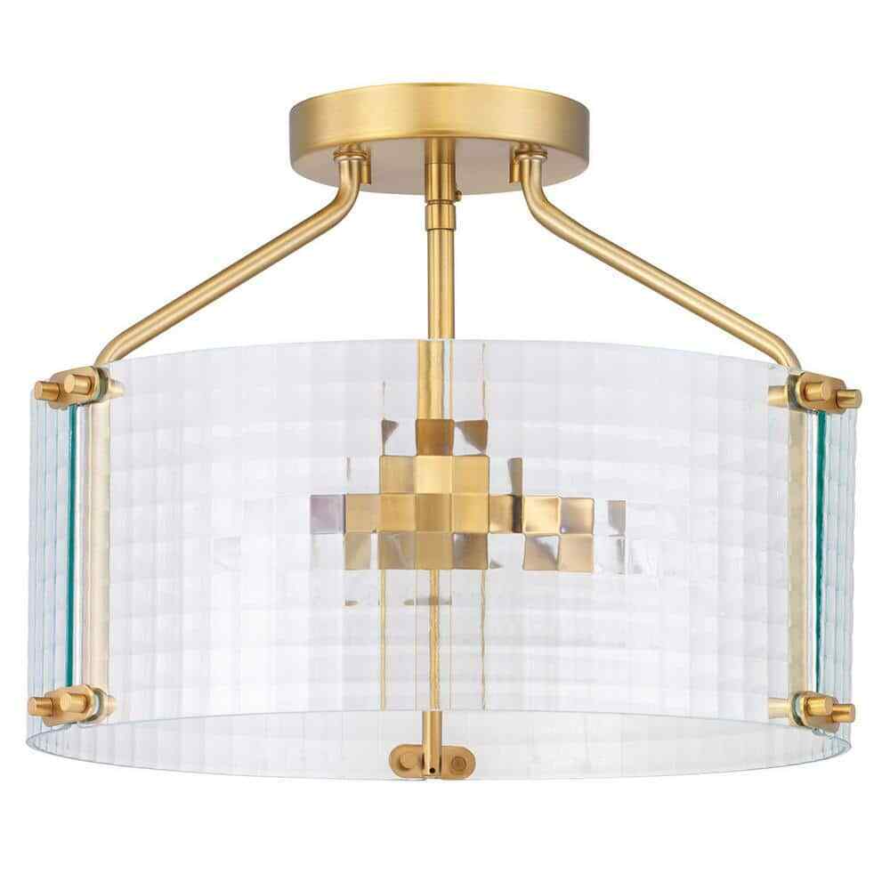 Home Decorators Collection Westlyn 15 in. 3-Light Brushed Brass Semi-Flush Mount