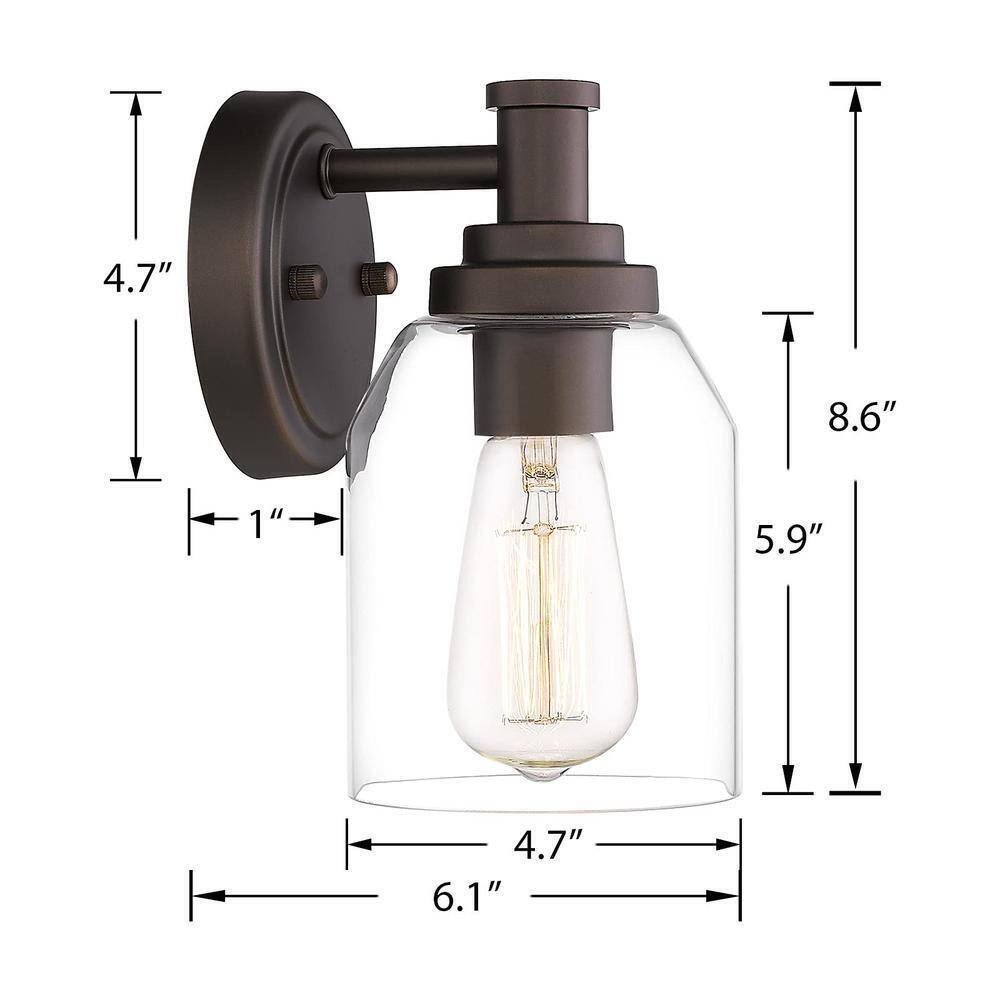 JAZAVA Oil Rubbed Bronze Finish with Clear Shade Vanity Sconces Lights