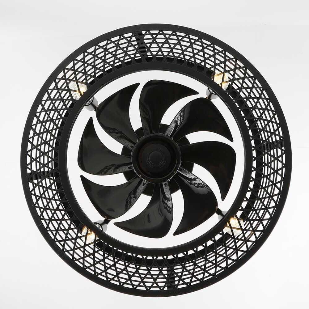 ANTOINE 17 in. Indoor Black Ceiling Fan Caged Ceiling Fan w/ Lights and Remote