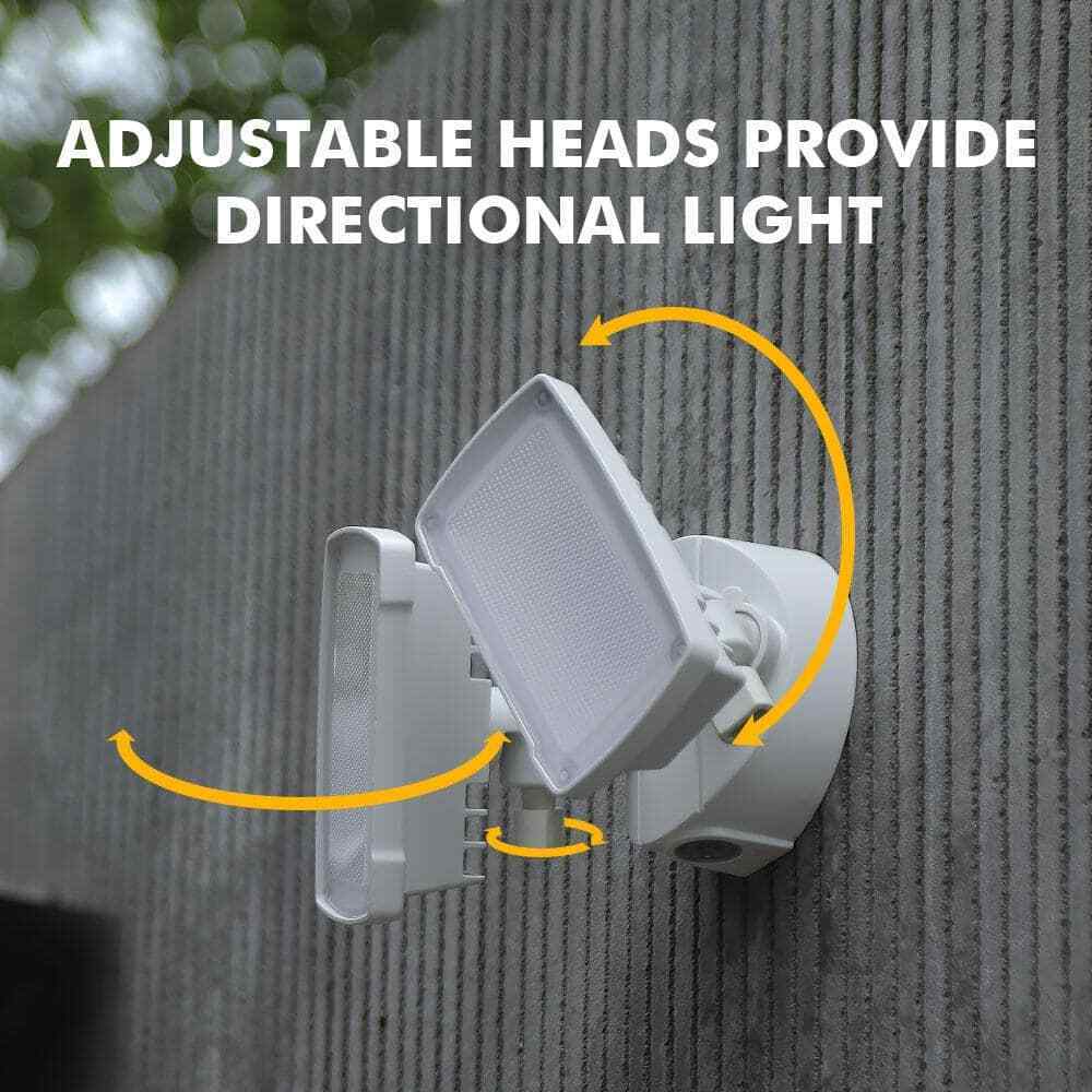 LUTEC 2-Head 300Watt Equivalent Integrated LED White Outdoor Security Area Light