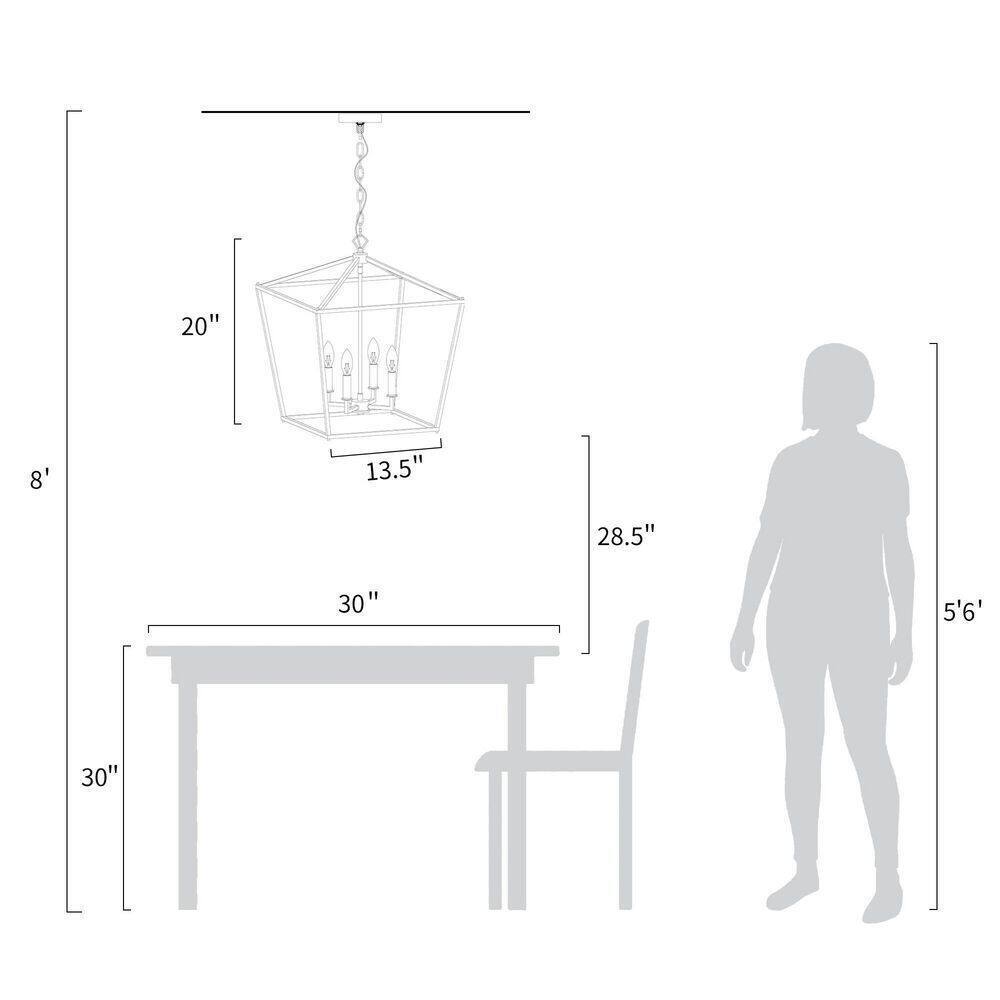 LNC Black Chandelier Modern Island Cage 4-Light Ceiling Light
