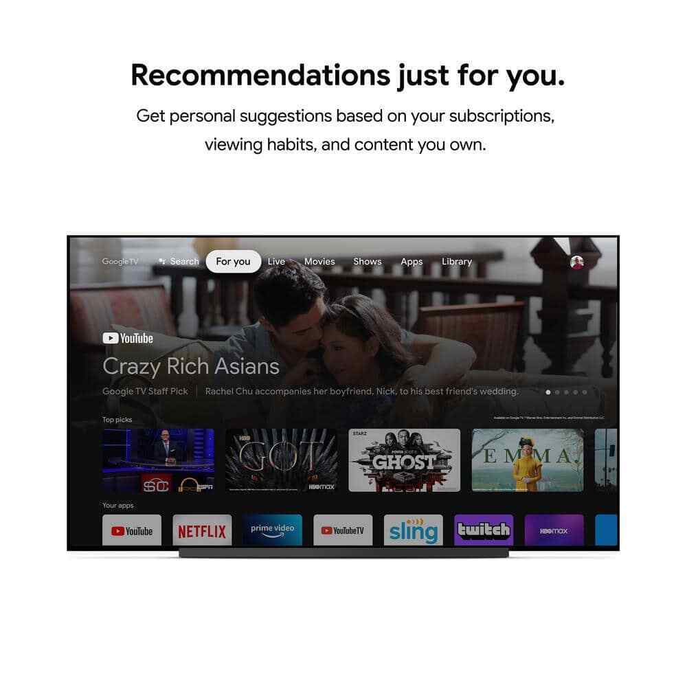 Google Chromecast with Google TV - Streaming Entertainment in 4K HDR - Snow