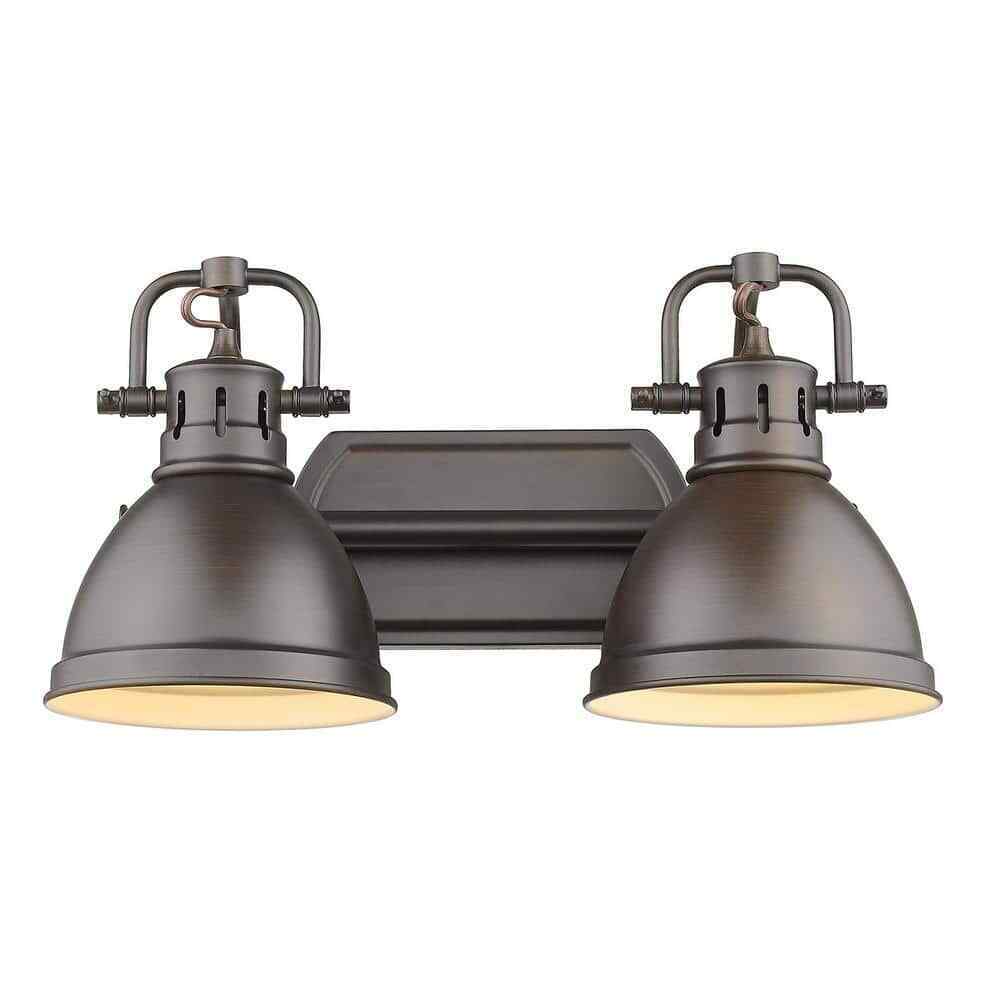 Golden Lighting Duncan 16.5 in. 2-Light Rubbed Bronze Vanity Light