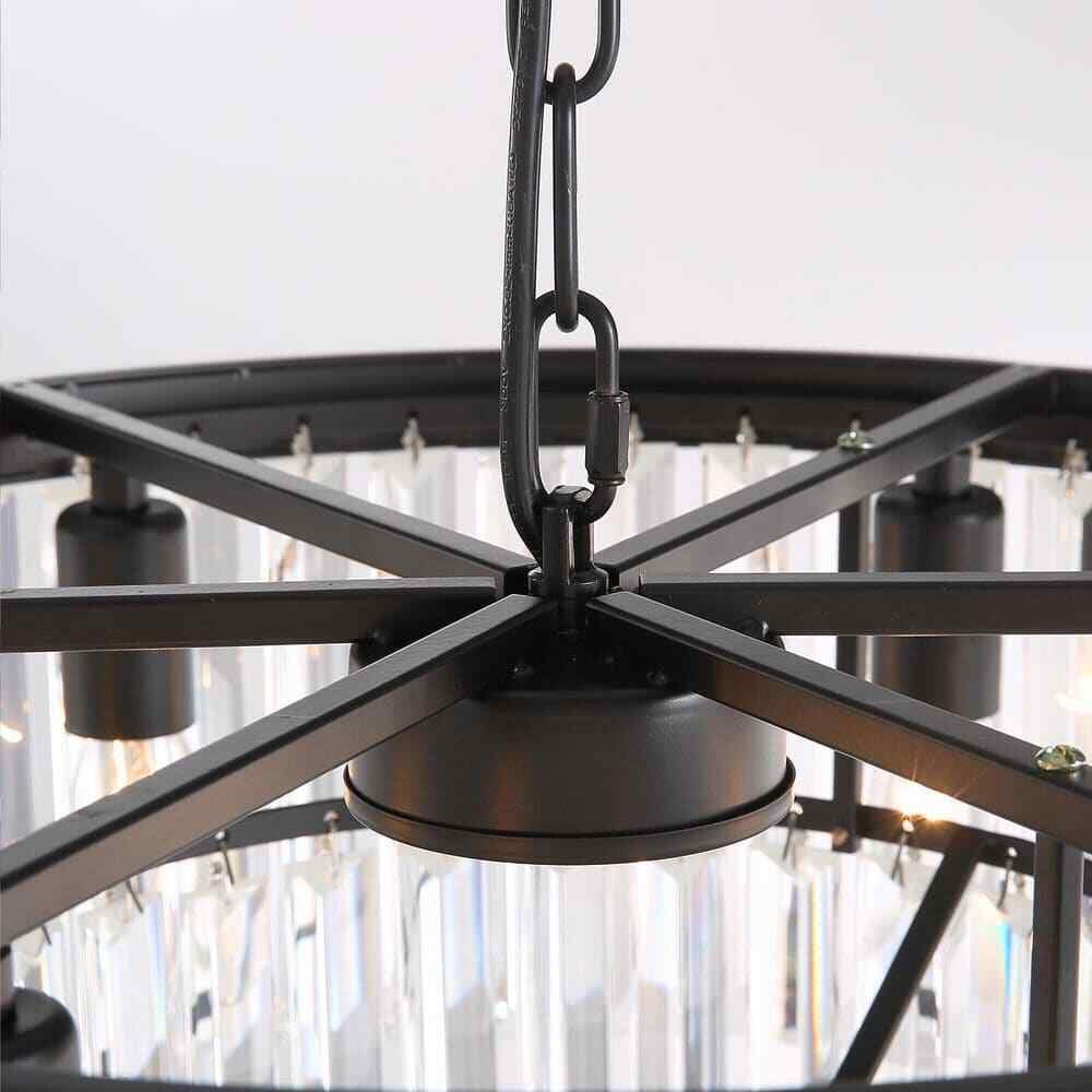 SILJOY 6-Lights Black Crystal Chandeliers 20 in. for Dining Room Bedroom
