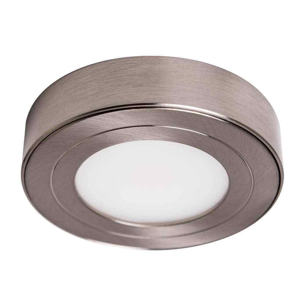 Armacost Lighting PureVue Dimmable Soft White Puck Light Brushed Steel Finish