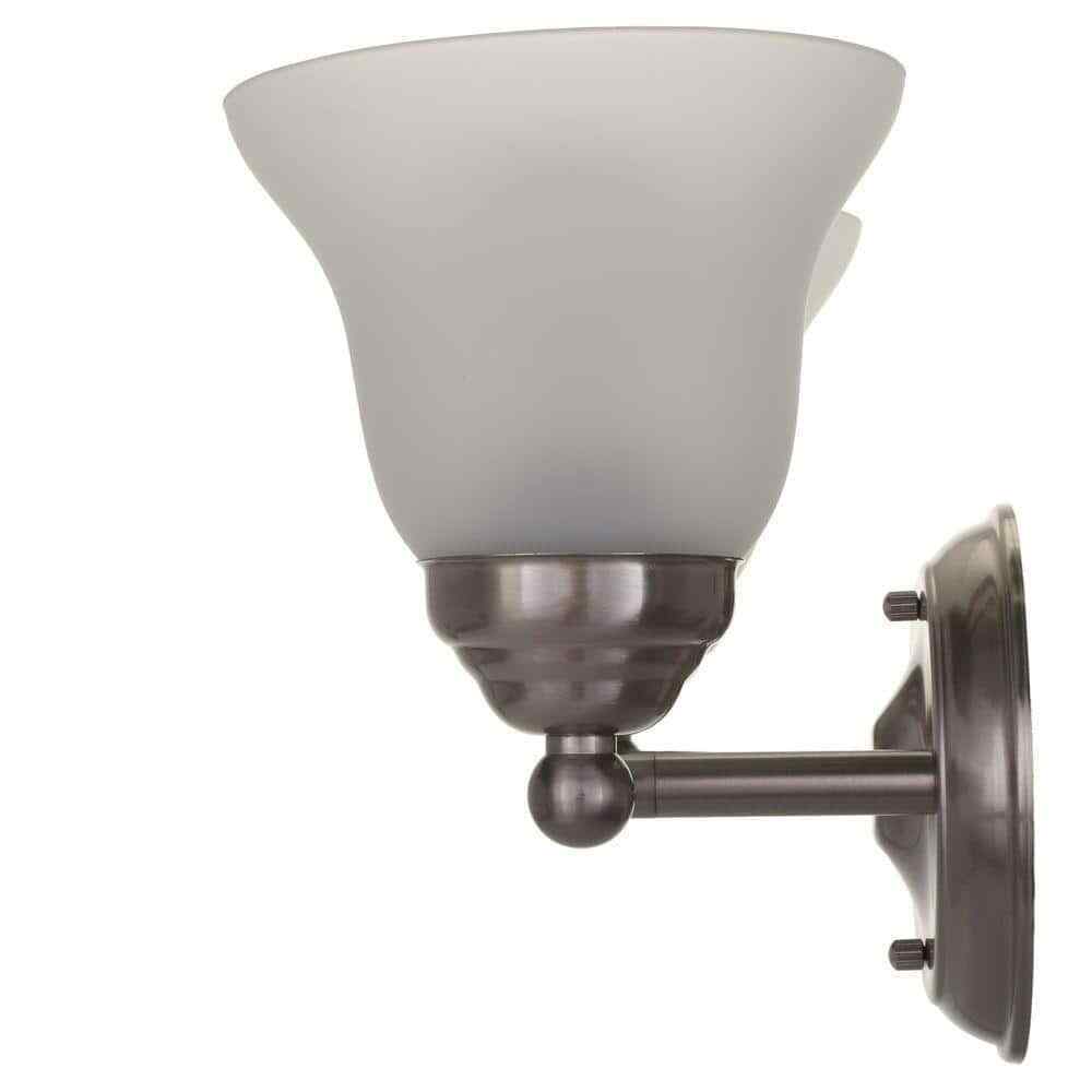 Hampton Bay Ashhurst 2-Light Brushed Nickel Vanity Light w/ Frosted Glass Shades