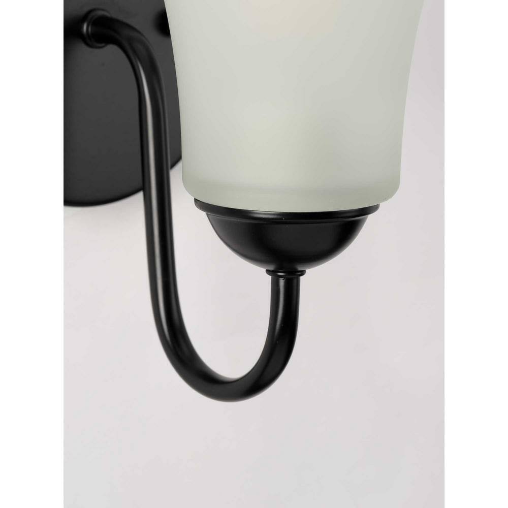Progress Lighting Classic Matte Black Etched Glass Traditional Bath Vanity Light