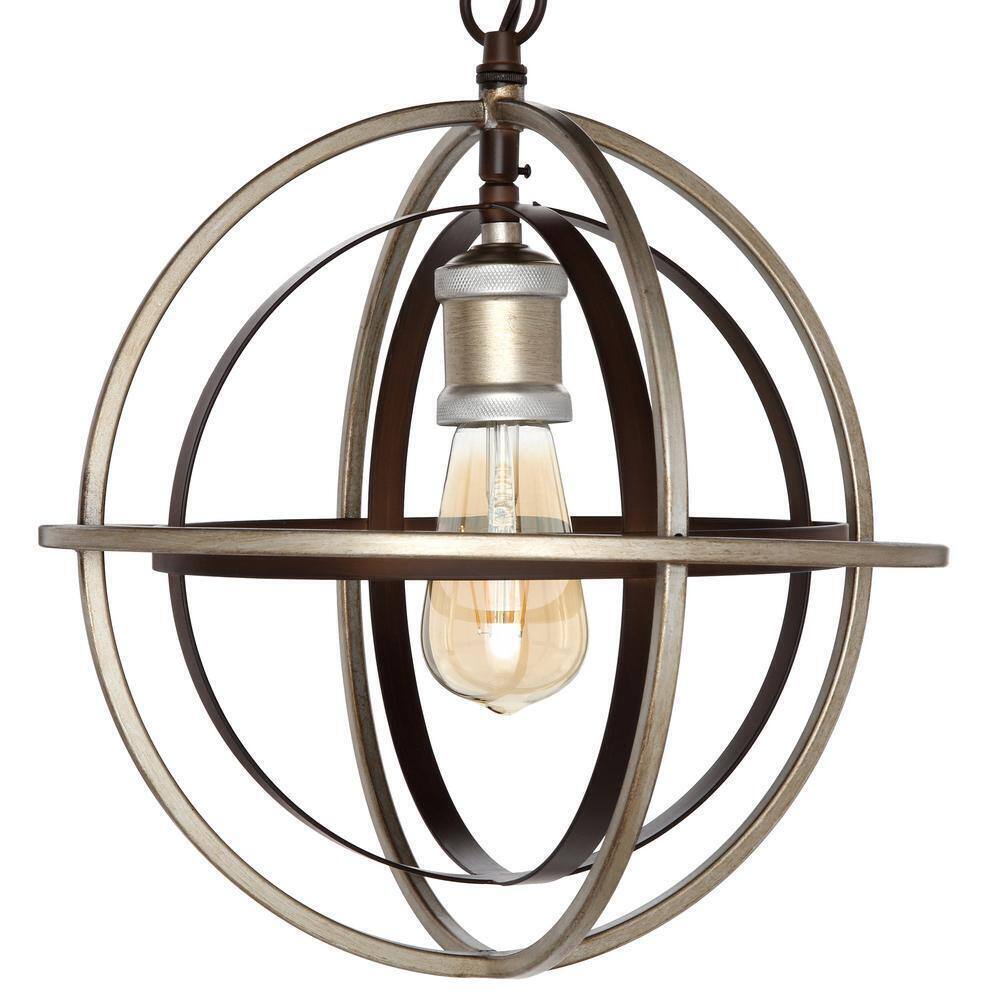 Home Decorators Barton Bay 1-Light Bronze and Champagne Pewter Orb Mini Pendant