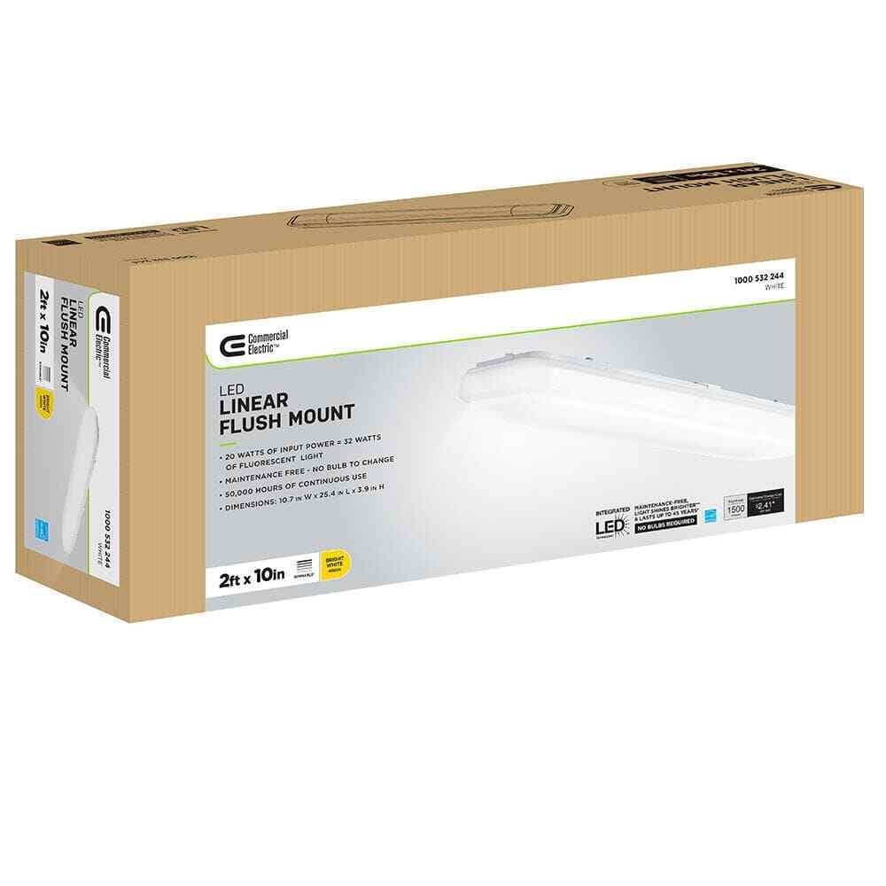 Commercial Electric 2 ft. x 10 in.LED Flush Mount Rectangular Ceiling Light