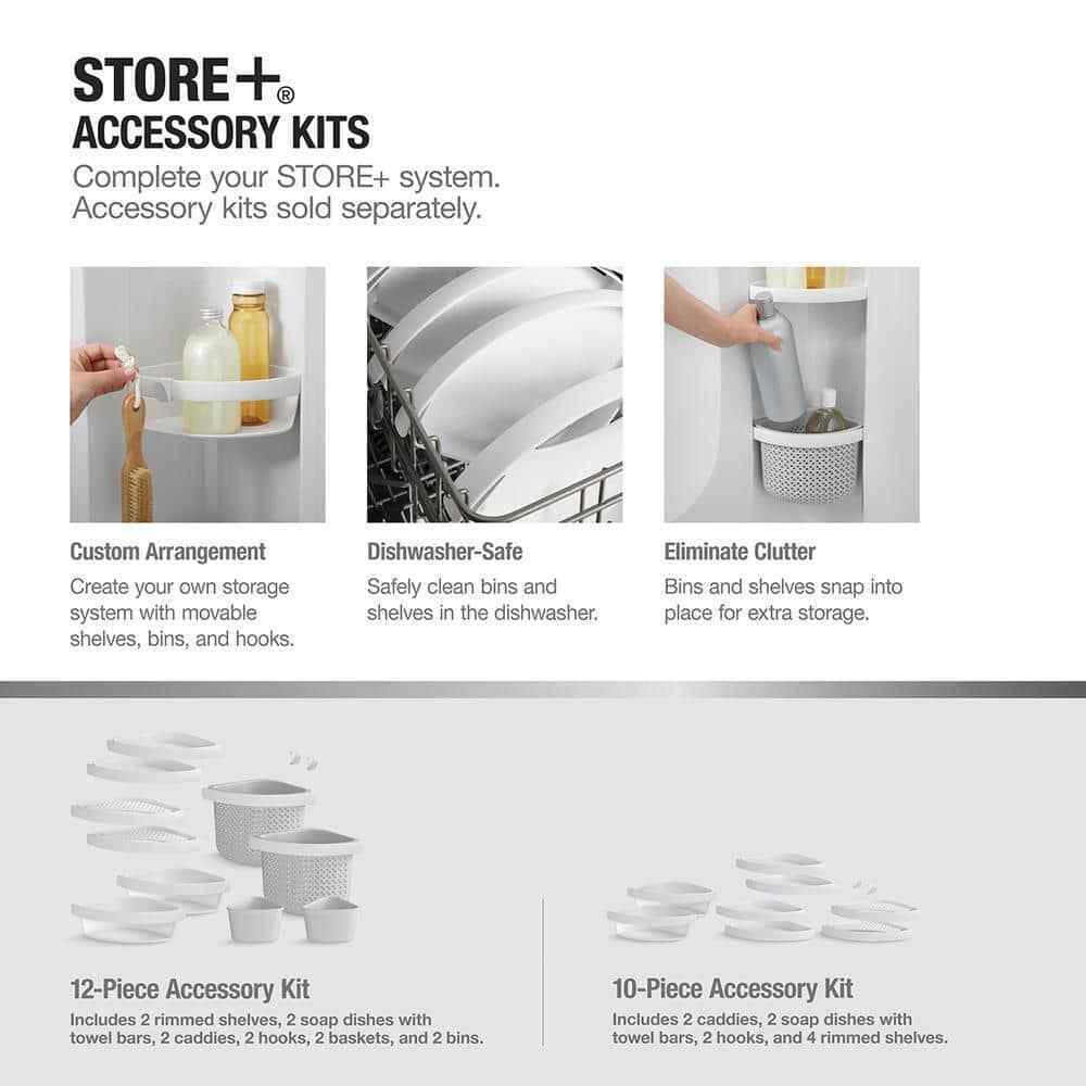 STERLING STORE+ 12-Piece Wall Mounted Shower Caddy in White Finish 88038700-0