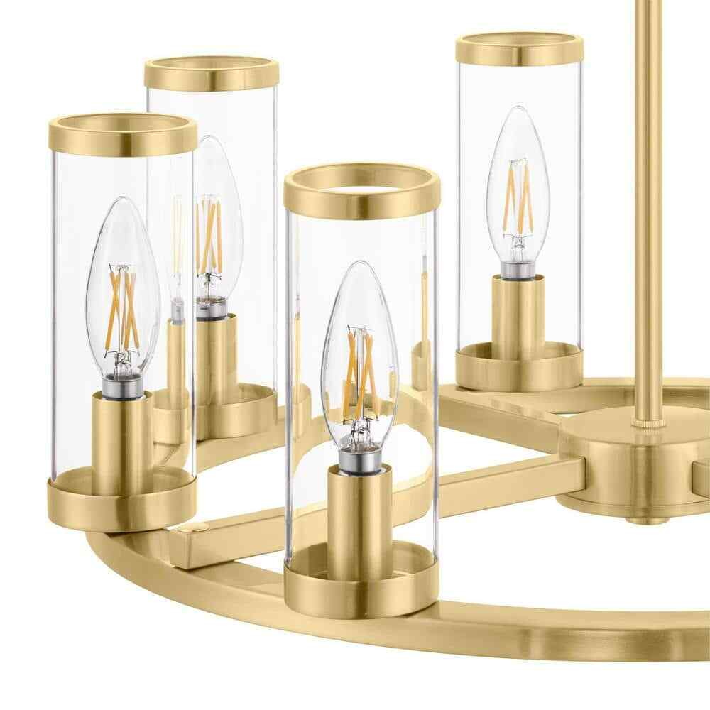 Hampton Bay Loveland 8-Light Brass Wagon Wheel Chandelier Light Fixture