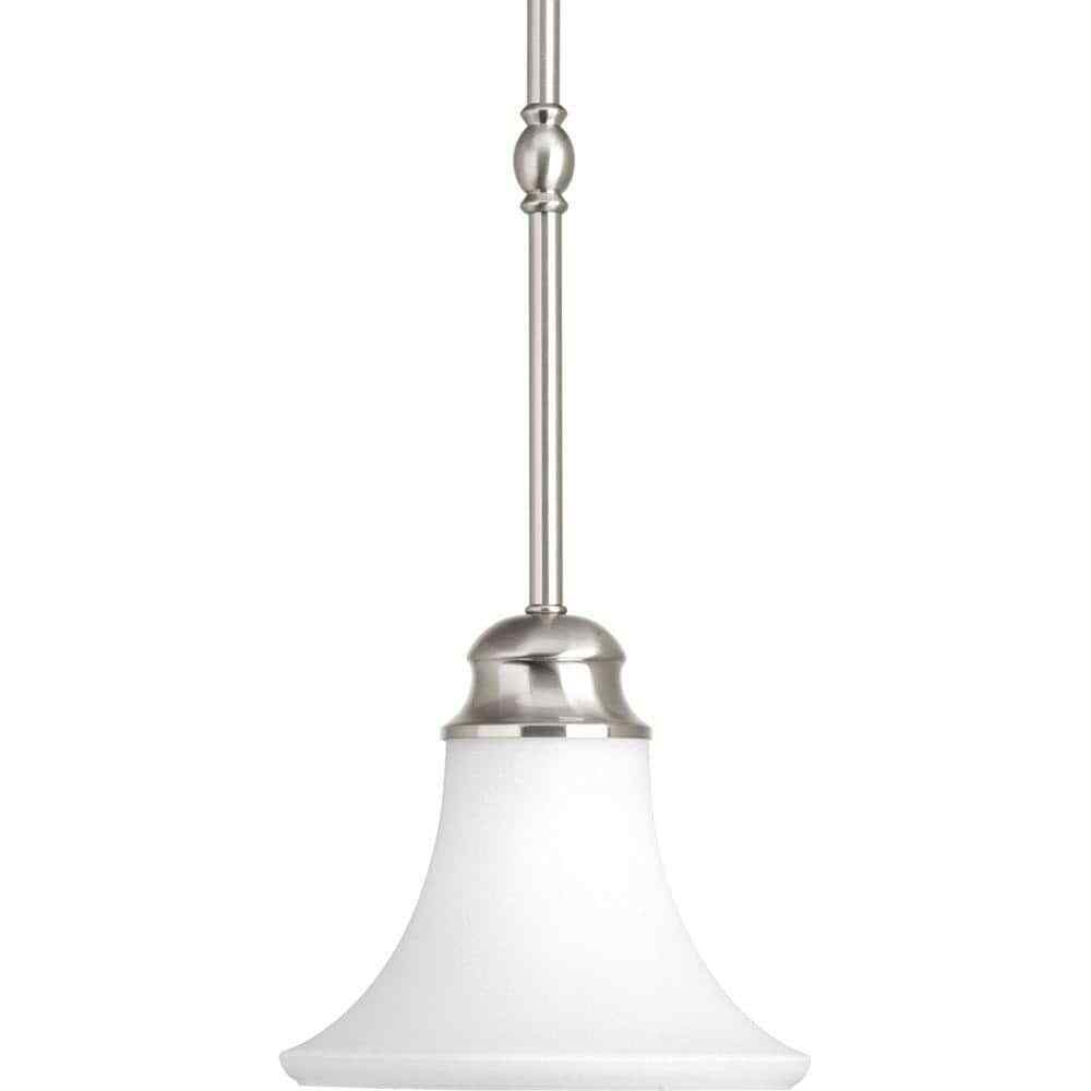 Progress Lighting Applause Brushed Mini Pendant with Etched Parchment Glass