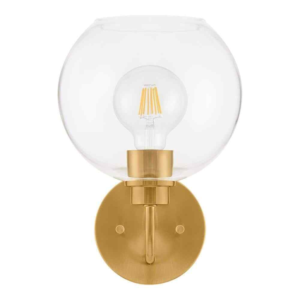 Hampton Bay Vista Heights 8 in. 1-Light Aged Brass Vanity Light Fixture