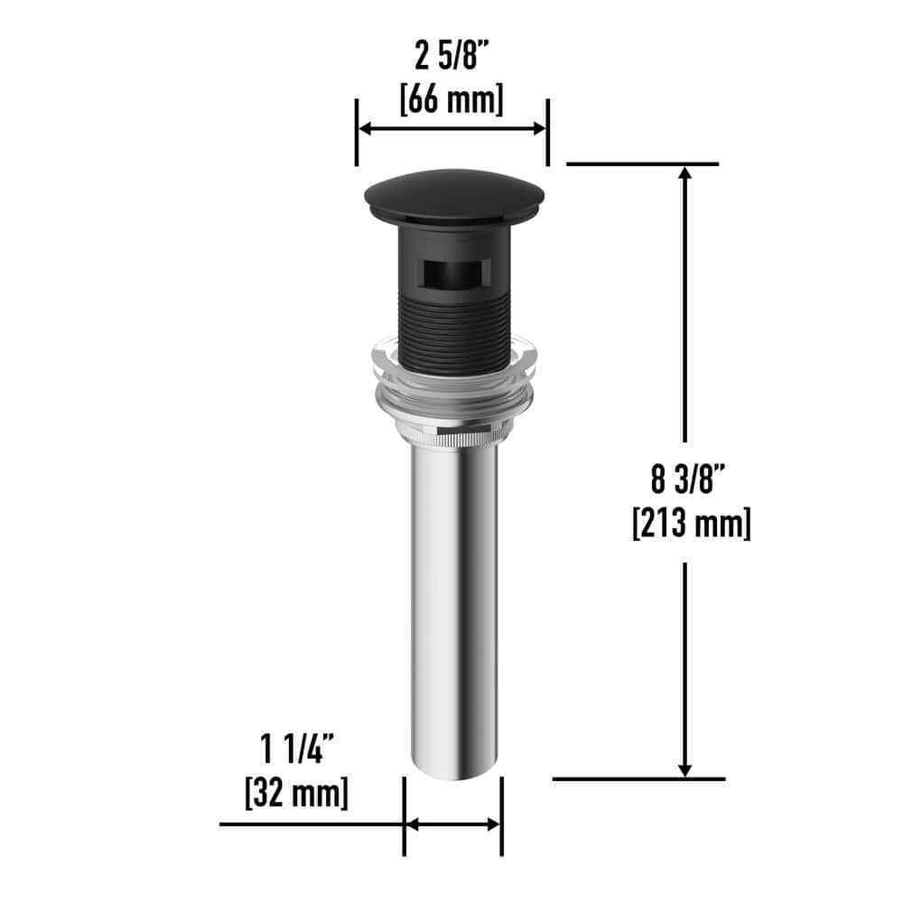 VIGO Bathroom Sink Pop-Up Drain with Overflow in Matte Black VG16002MB