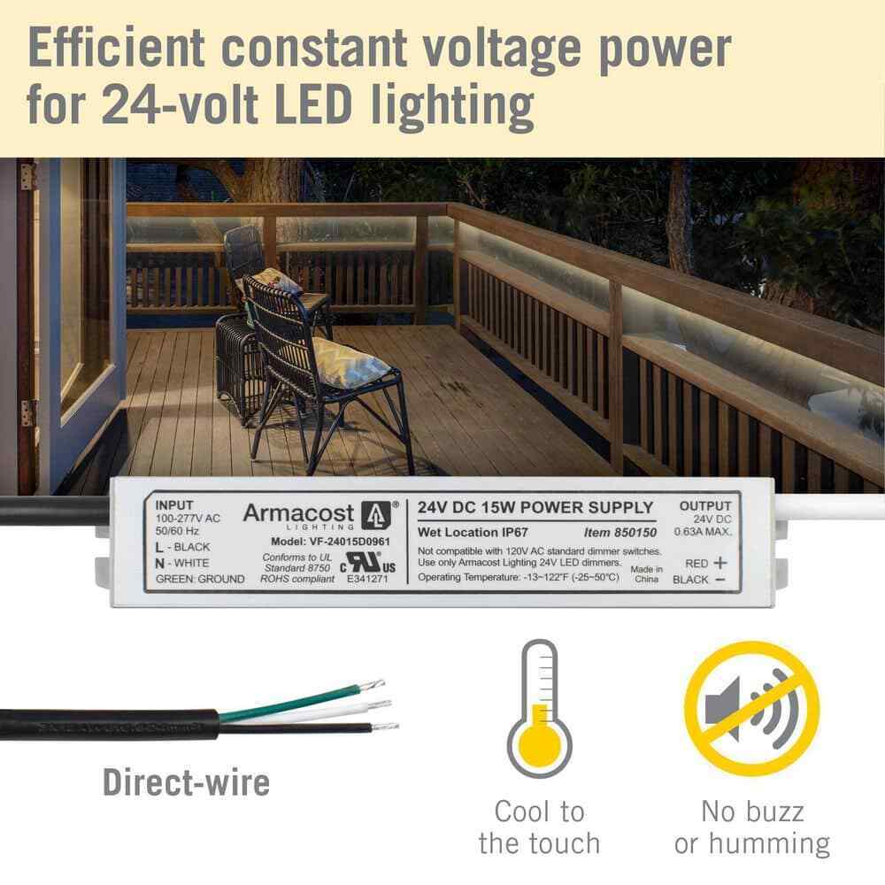 Armacost Lighting 15W Standard Wet Location LED Driver 24-Volt DC Transformer