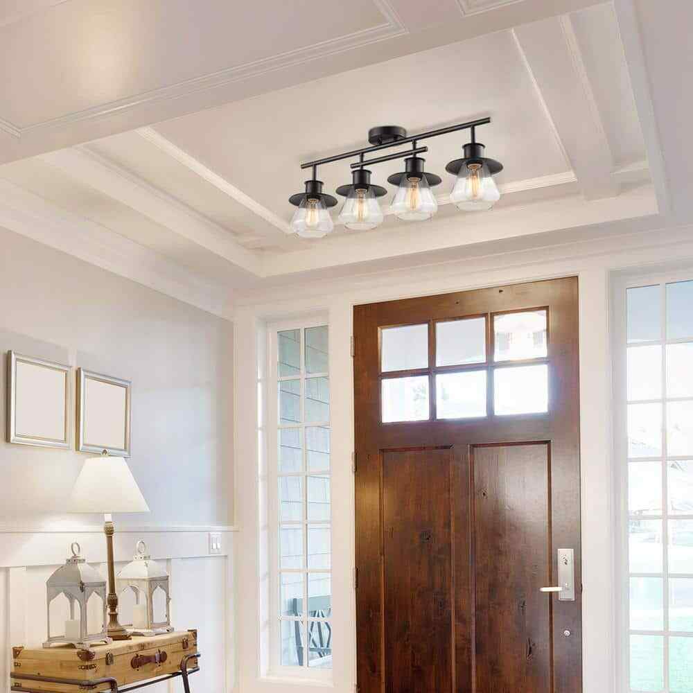 Globe Electric Nate 2 ft. 4-Light Dark Bronze Track Lighting Kit w/ Glass Shades
