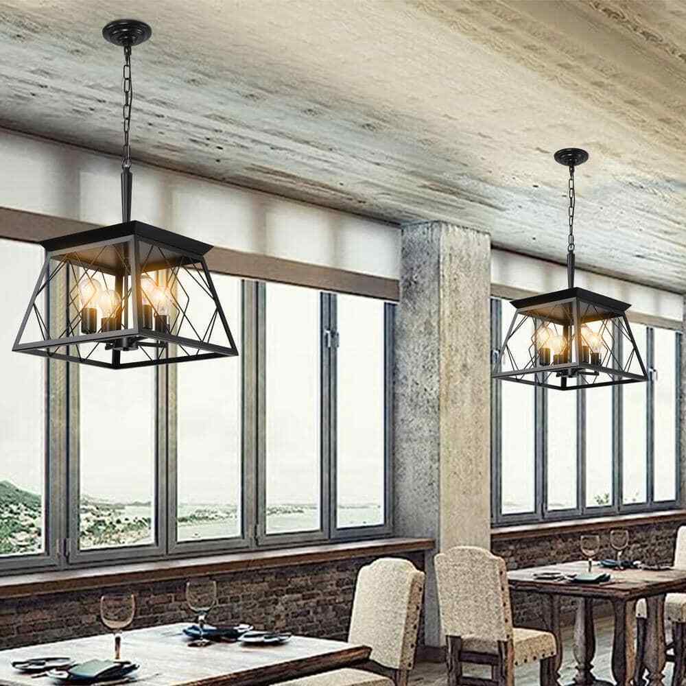 Sunpez 4-Light Black Coastal Chandelier Light Antique Ceiling Light