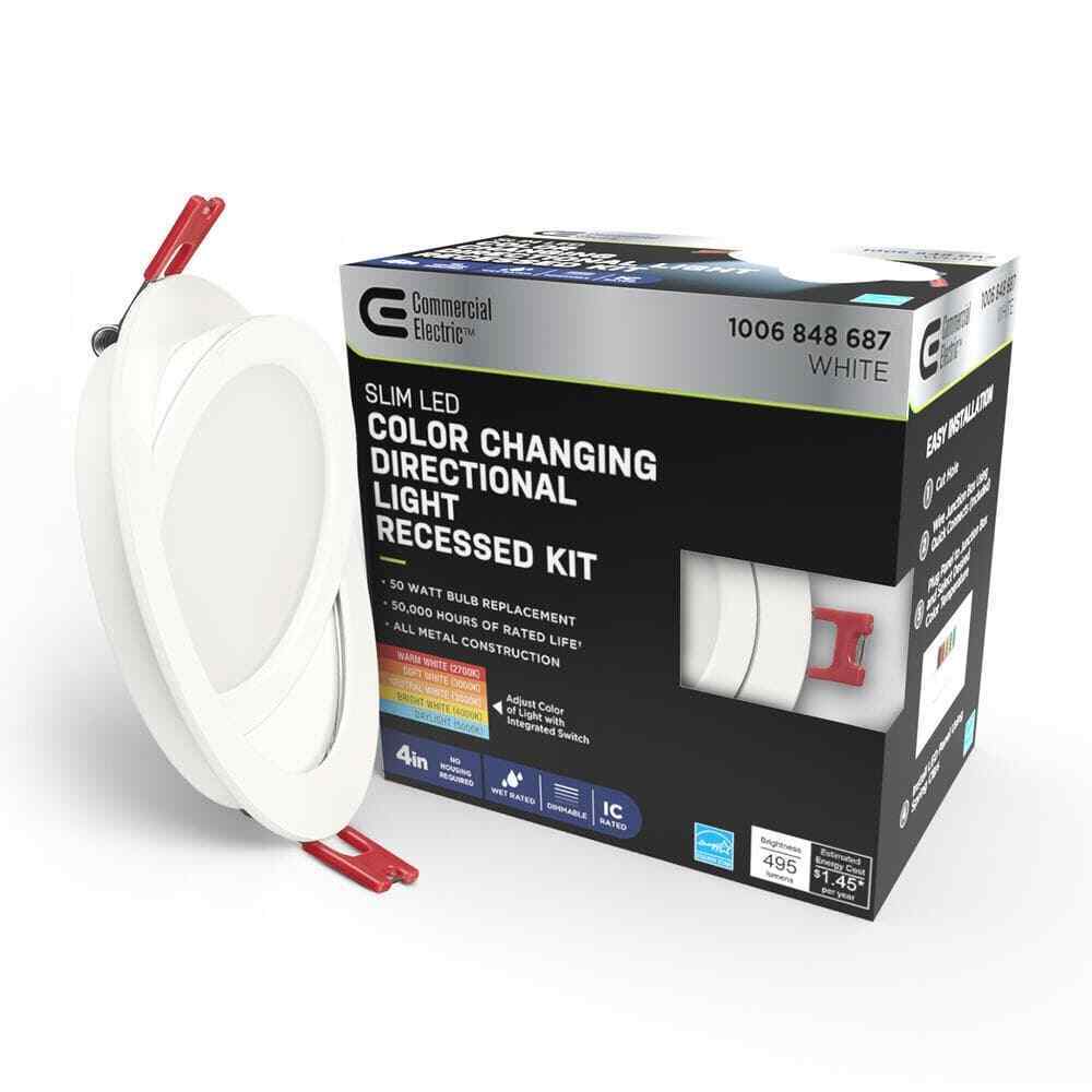 Commercial Electric 4 in. Selectable Color Canless Recessed Integrated LED Kit