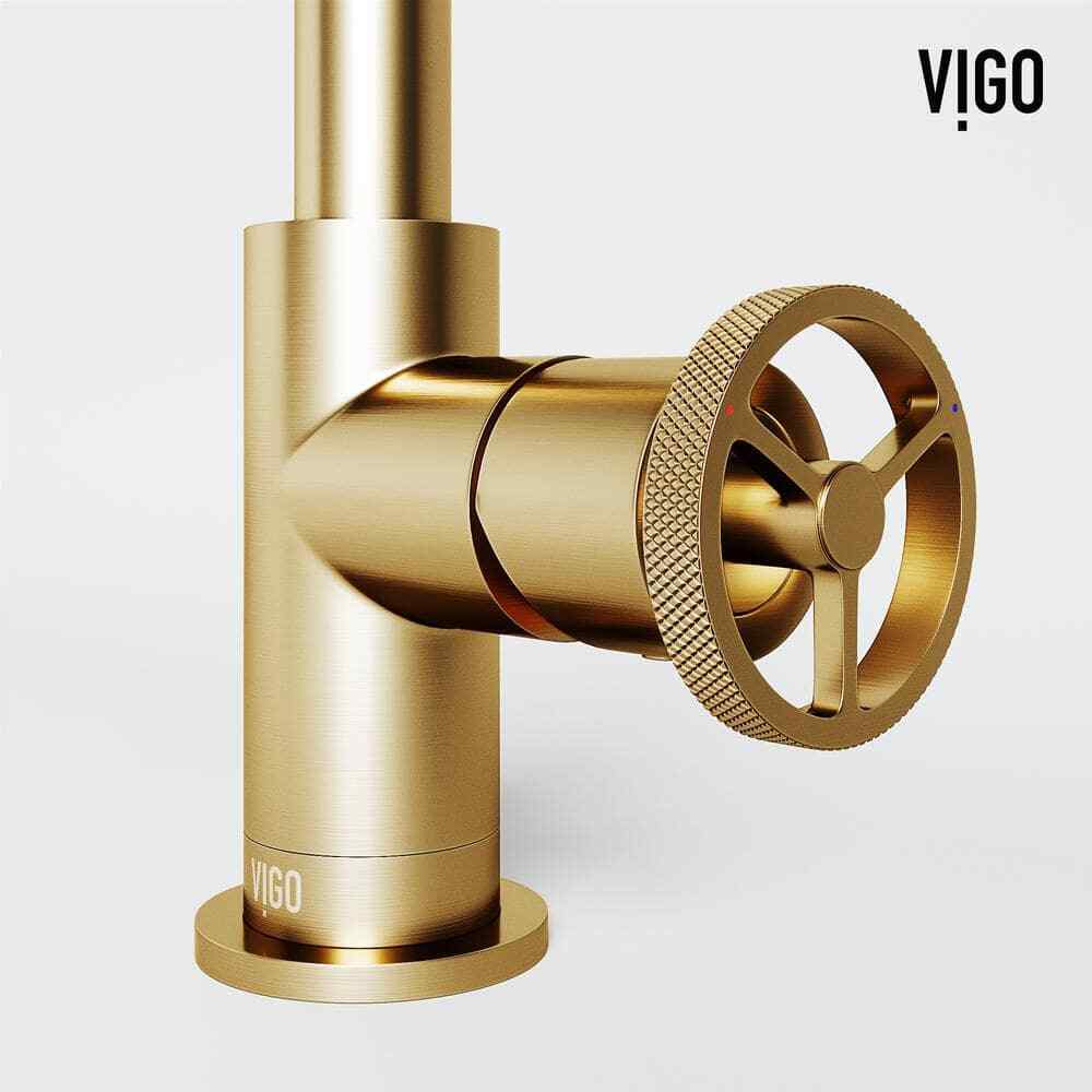 VIGO Cass Single Handle Single-Hole Bathroom Faucet in Matte Brushed Gold