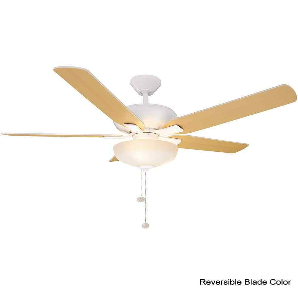 Hampton Bay Holly Springs 52 in. LED Indoor Matte White Ceiling Fan w/ Light Kit