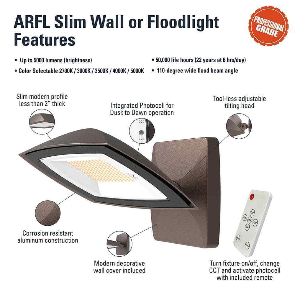HALO ARFL 45-Watt Bronze Outdoor Integrated LED Residential Floodlight