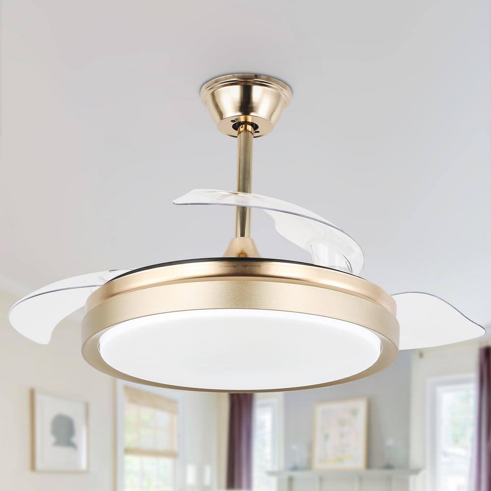 Oaks Aura Oaksville 42in. LED Indoor French Gold 6-Speed Retractable Ceiling Fan