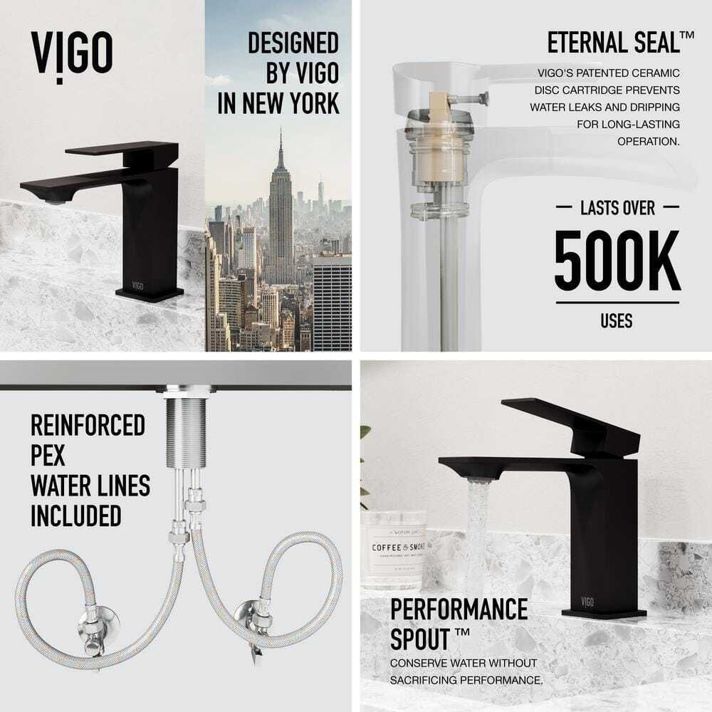 VIGO Dunn Single Handle Single-Hole Bathroom Faucet in Matte Black VG01054MB