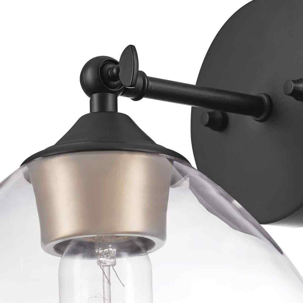 Globe Electric Harrow 1-Light Matte Black Wall Sconce w/Clear Glass Shade 2-Pack