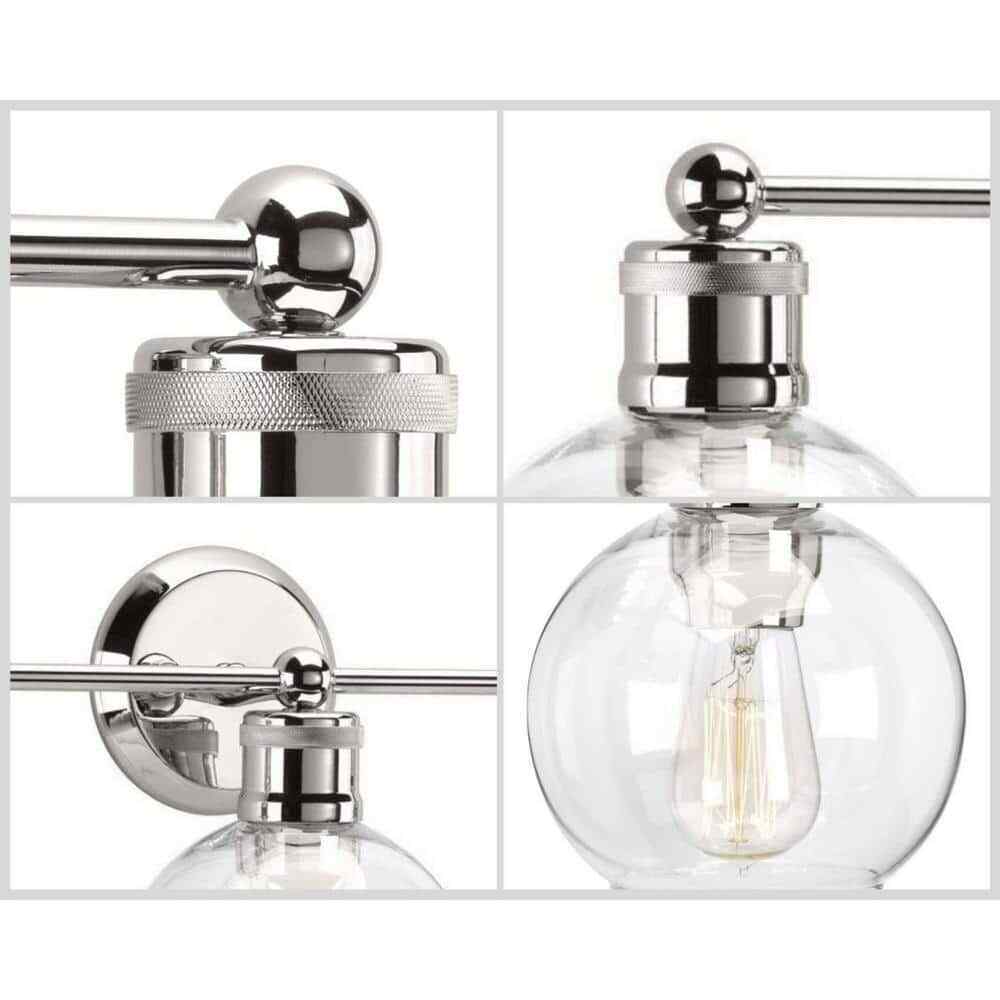 Progress Lighting Hansford 3-Light Polished Nickel Clear Glass Vanity Light