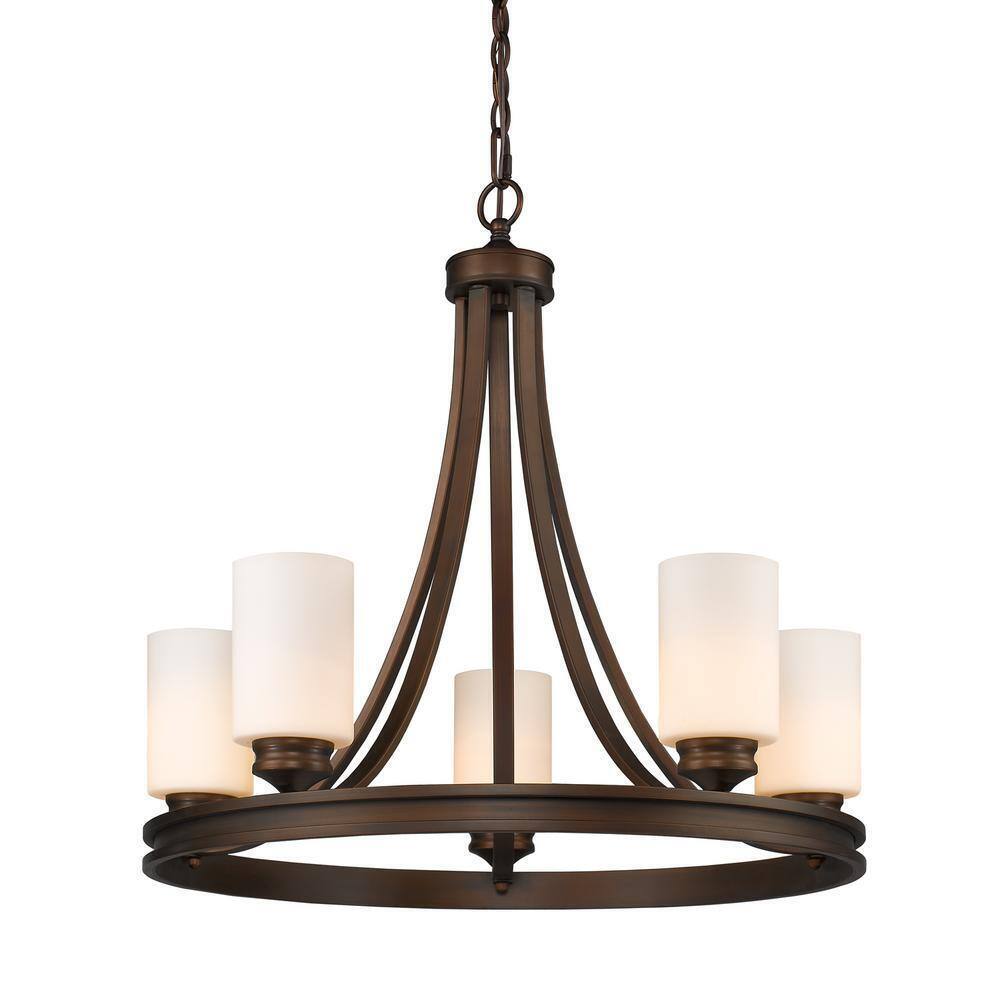 Golden Lighting Holborn Collection 5-Light Bronze Opal Shade Chandelier