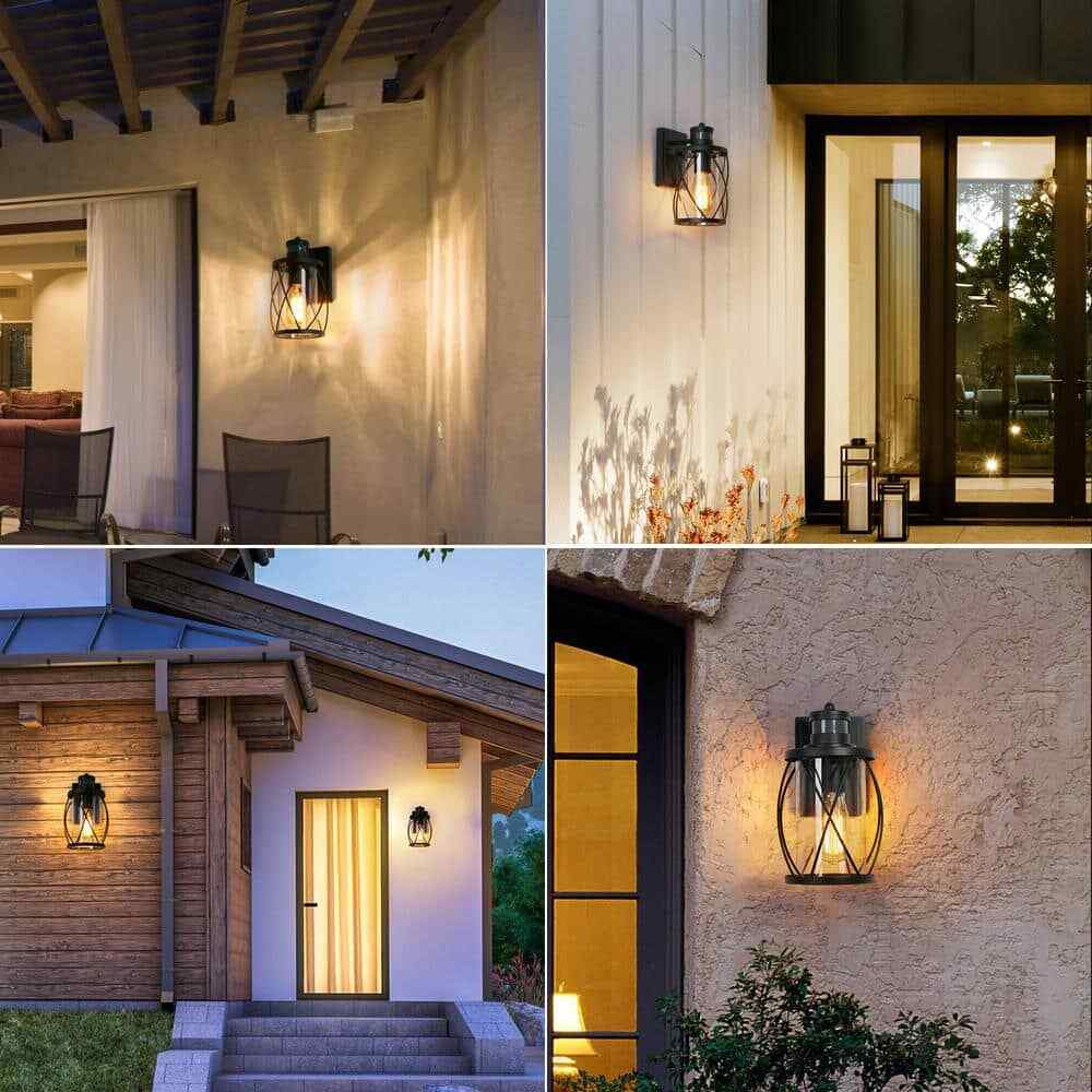 Uolfin Modern Outdoor Wall Light 1-Light Motion Sensor Wall Lantern Sconce 2-Pk