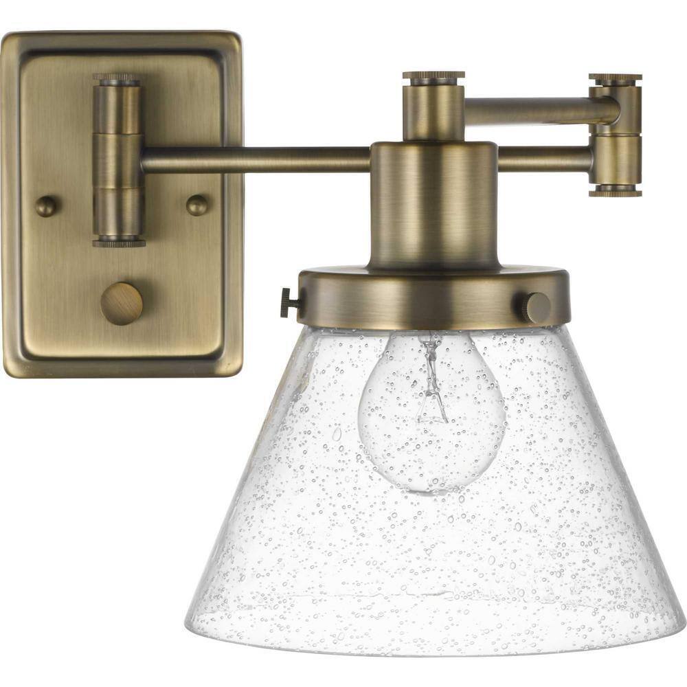 Progress Lighting Hinton Gold Vintage Brass Swing Arm Adjustable Wall Sconce