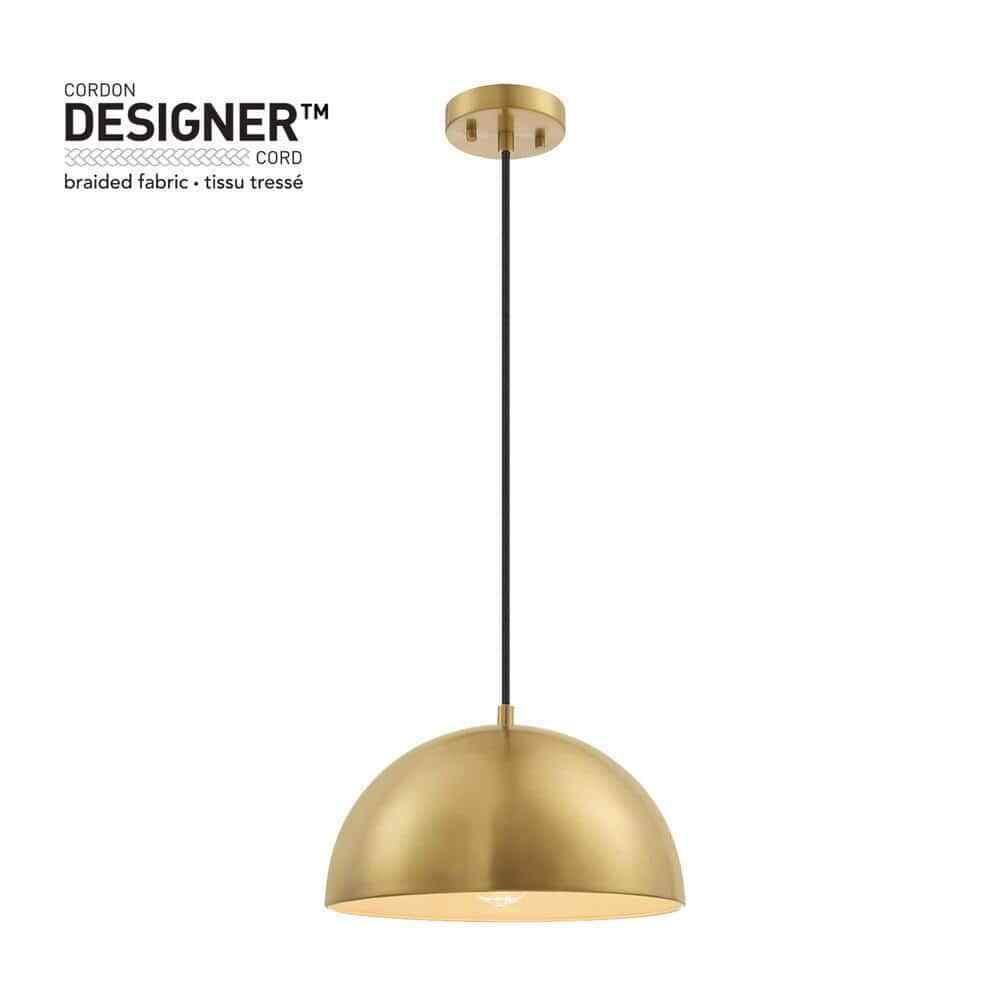 Novogratz x Globe Electric Hazel 1-Light Matte Brass Shaded Pendant Light