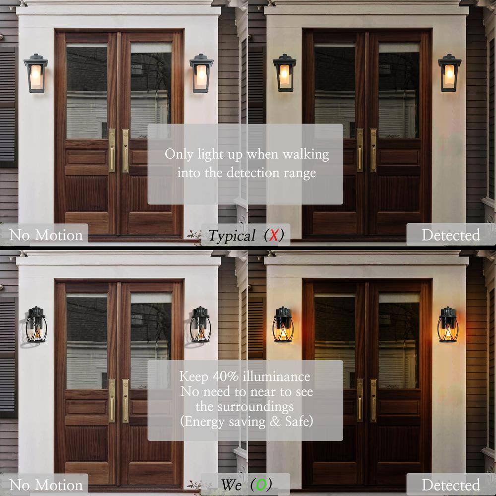 Uolfin Modern Outdoor Wall Light 1-Light Motion Sensor Wall Lantern Sconce 2-Pk
