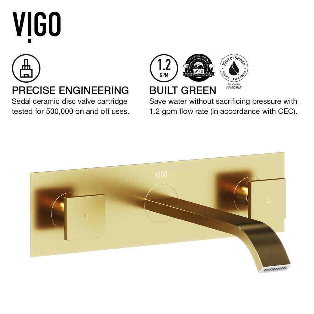 VIGO Titus Single-Hole Wall Mount Bathroom Faucet in Matte Brushed Gold
