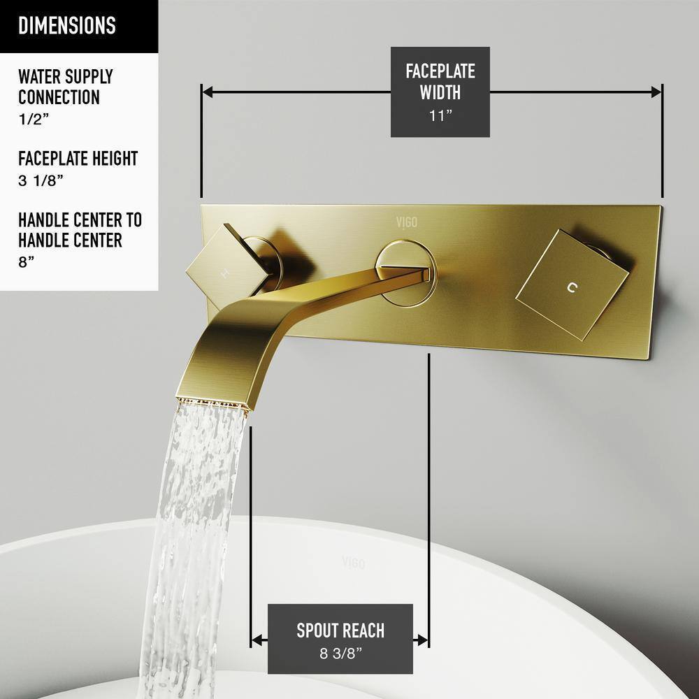 VIGO Titus Single-Hole Wall Mount Bathroom Faucet in Matte Brushed Gold