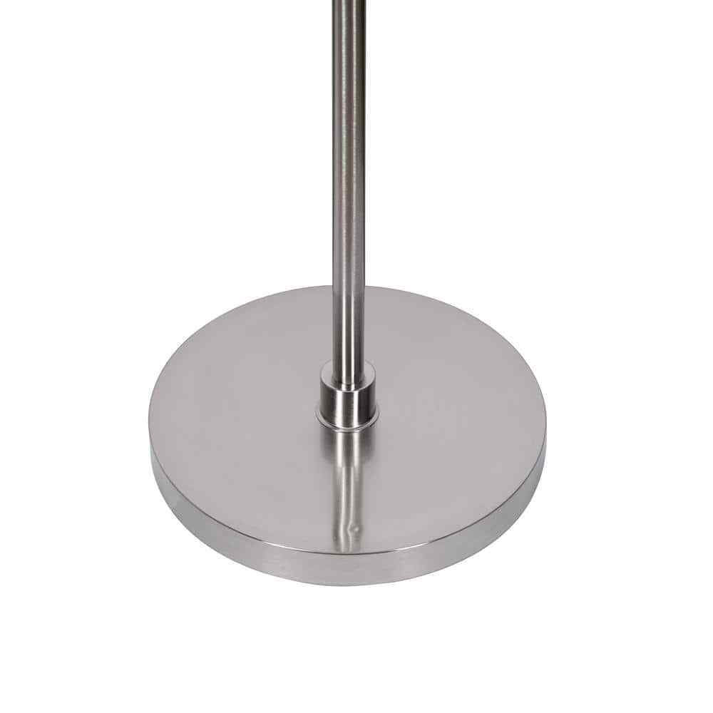 Hampton Bay Stanyan 58 in. Brushed Nickel Standard Floor Lamp Fabric White Shade