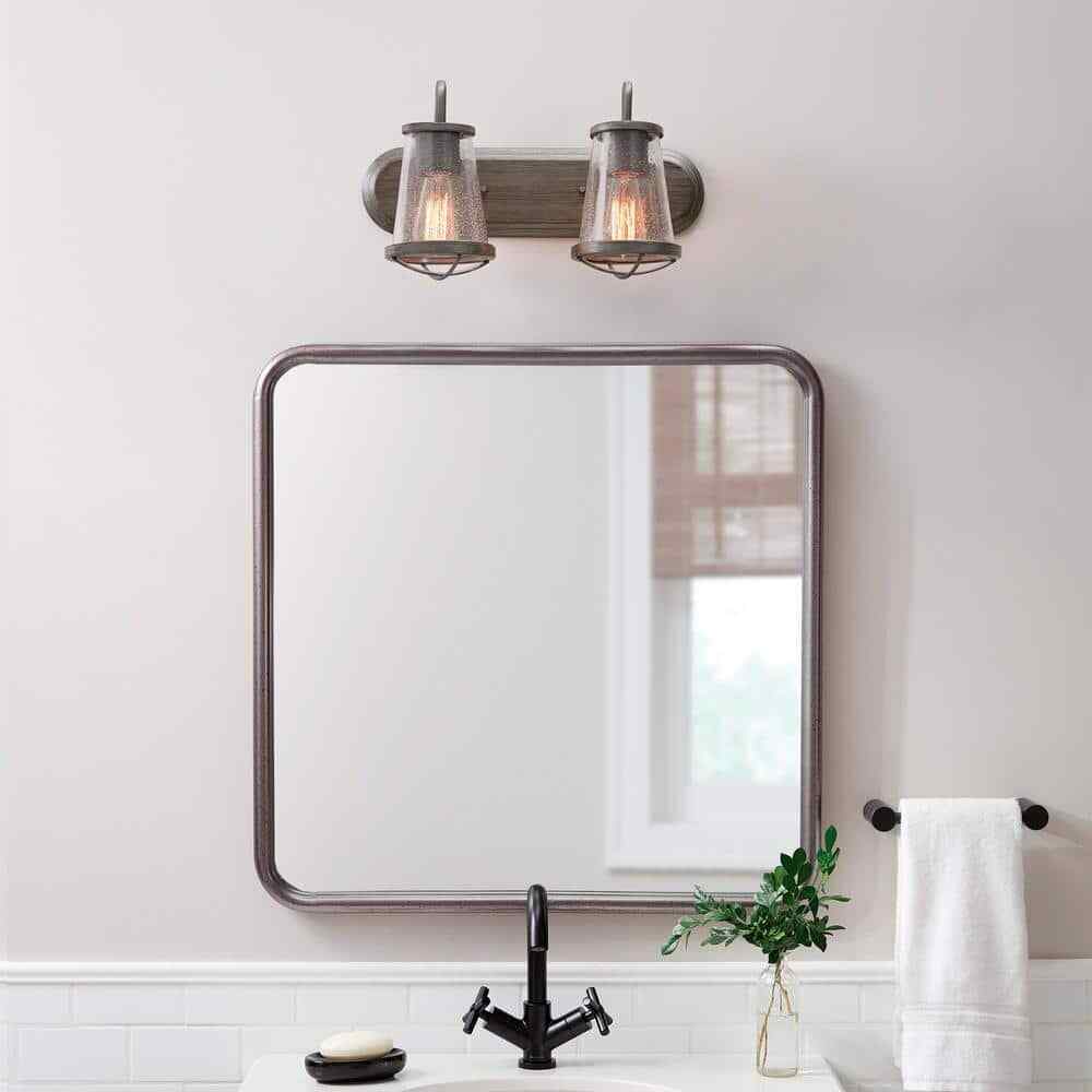 Home Decorators Georgina 18 in. 2-light Weathered Iron Industrial Indoor Vanity