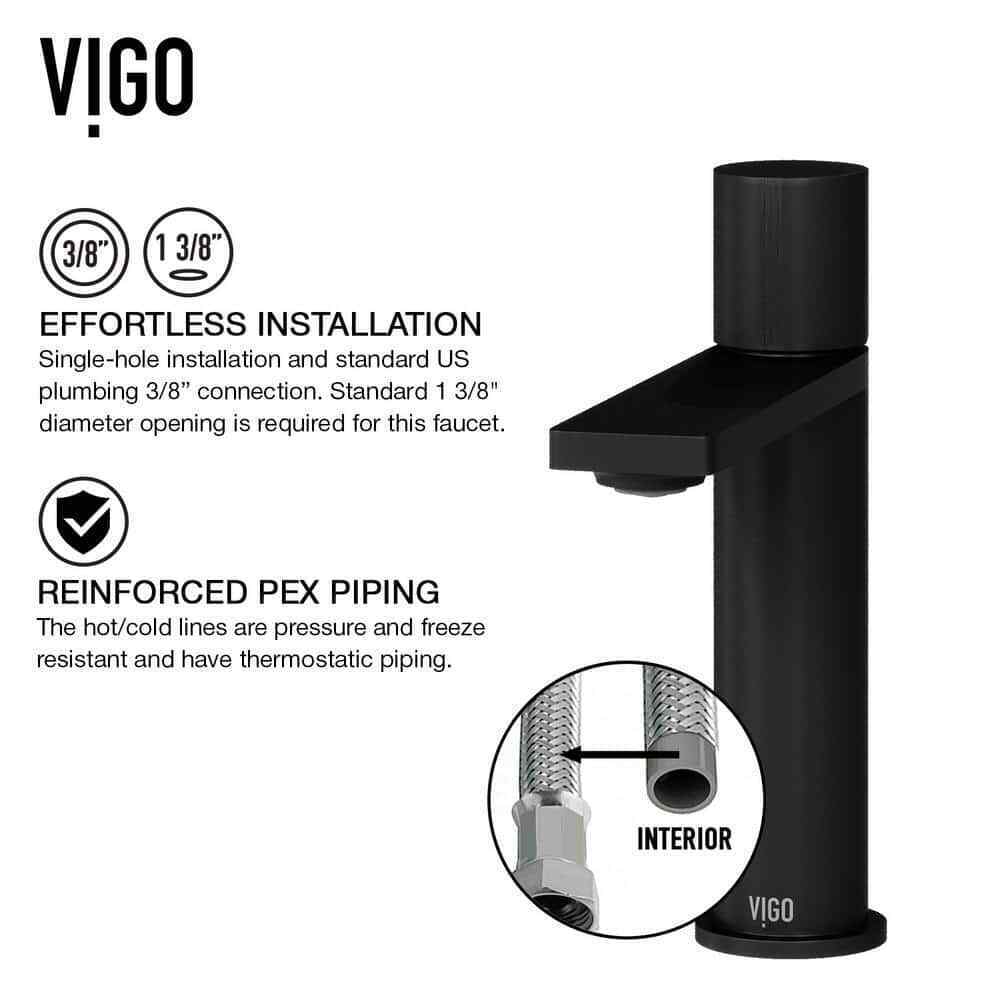 VIGO Halsey Single Handle Single-Hole Bathroom Faucet in Matte Black VG01045MB