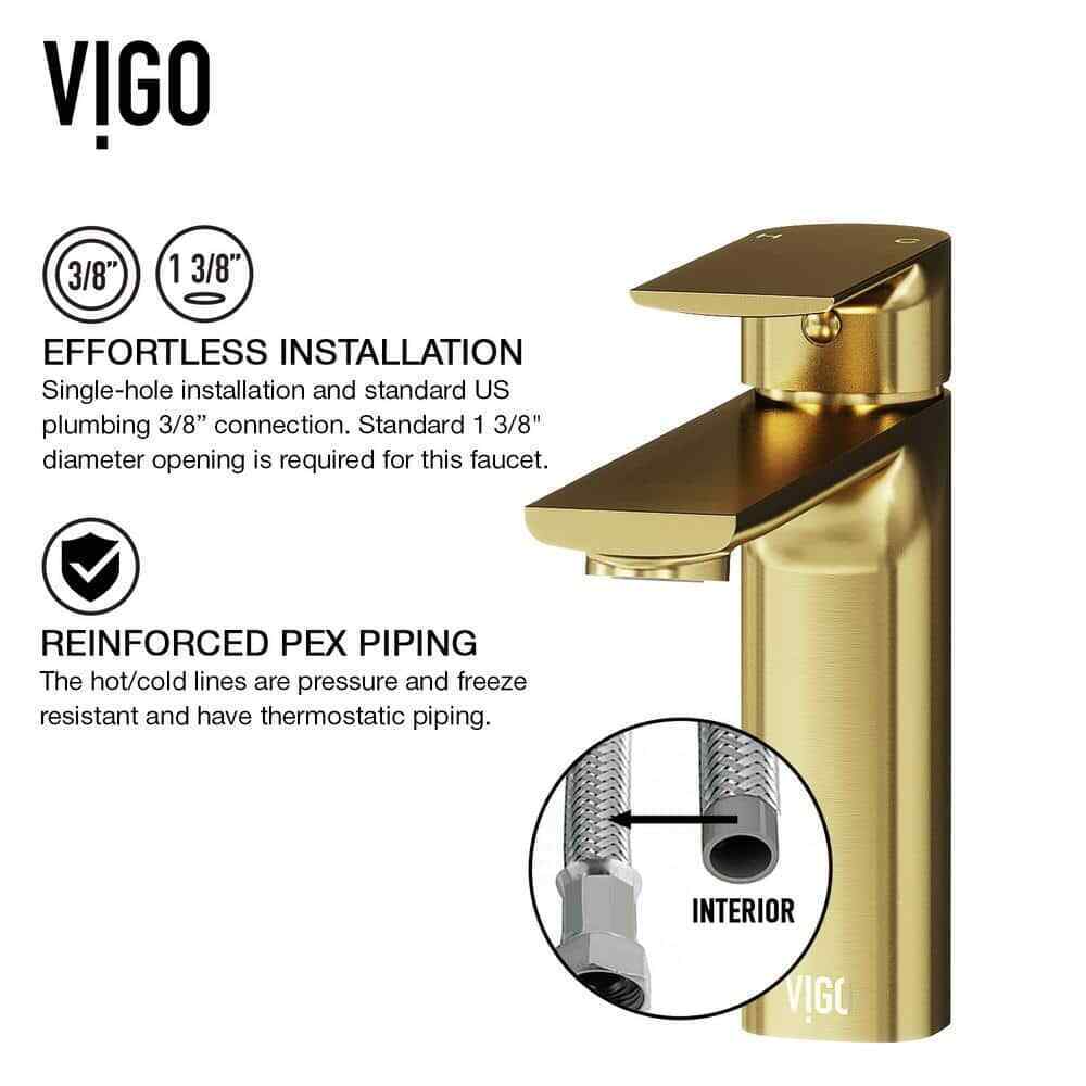 VIGO Davidson Single Handle Single-Hole Bathroom Faucet in Matte Brushed Gold
